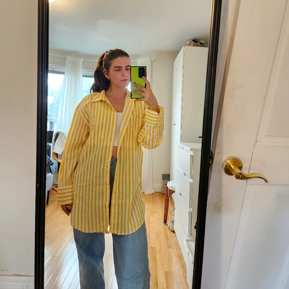 BNWT H&M Linen Cotton Blend Button Down Shirt, US S - Picture 2 of 13